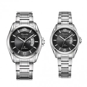 Alexandre Christie AC 8684 Silver Black Couple